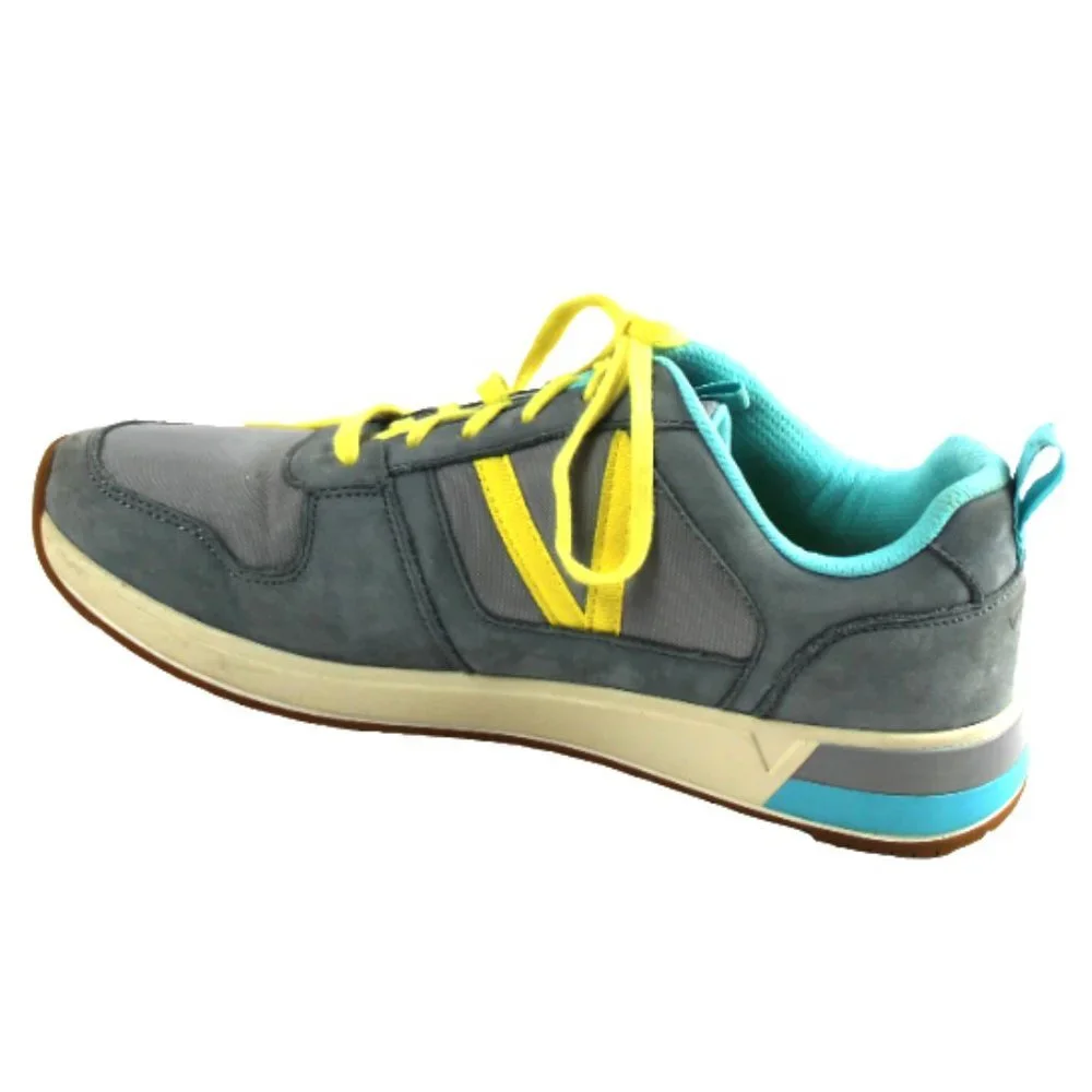 Vionic Curran Rechelle Leather Nylon Gray Blue Yellow Lace-up Sneaker, S…